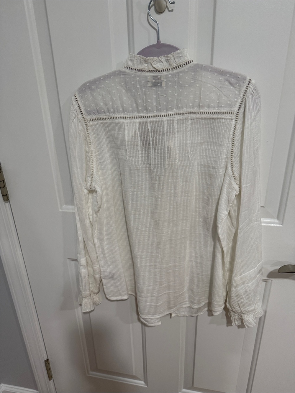 Faherty Ivory Ruffled Button-Front Blouse - Picture 7 of 7